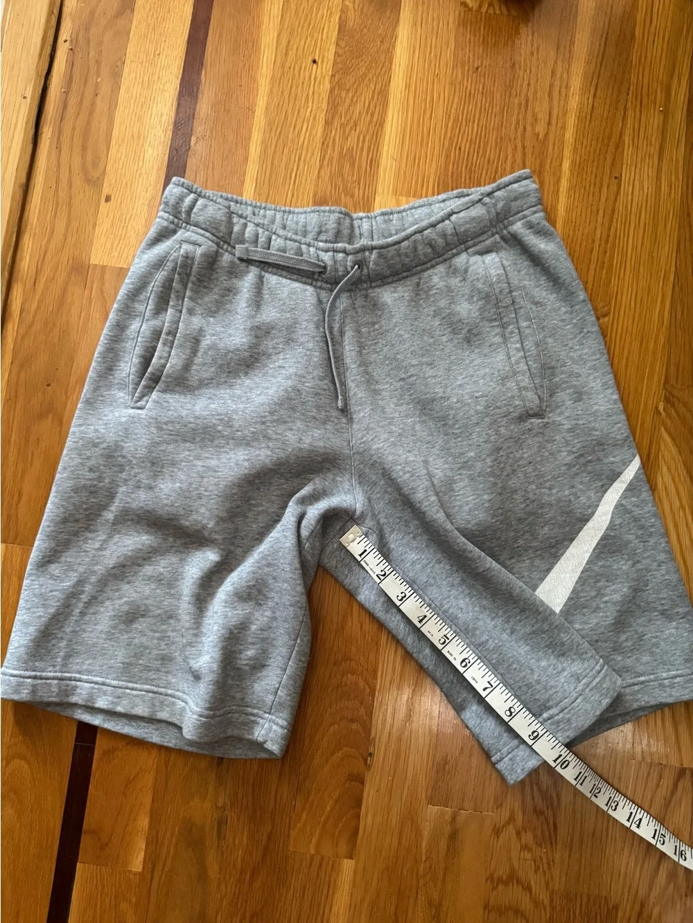 Nike Gray Fleece Shorts with White Swoosh